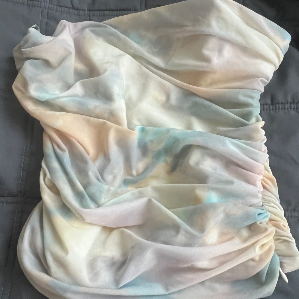 Pastel Tie-Dye Strapless Top